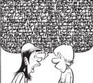 Two people in conversation illustration